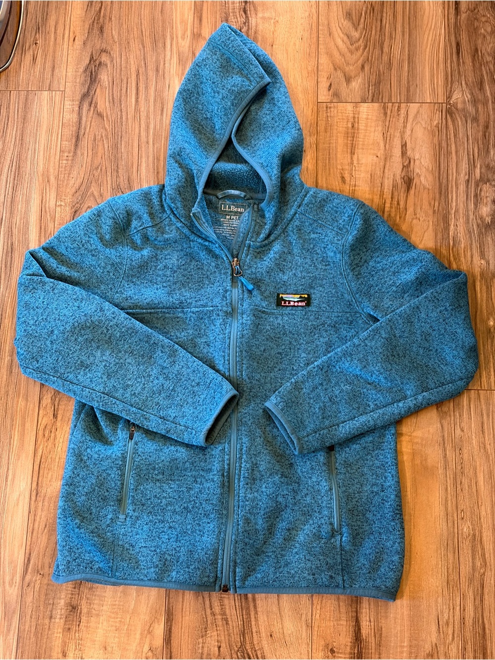 L.L. Bean Teal Melange Hooded Full-Zip Sweater Fleece Jacket